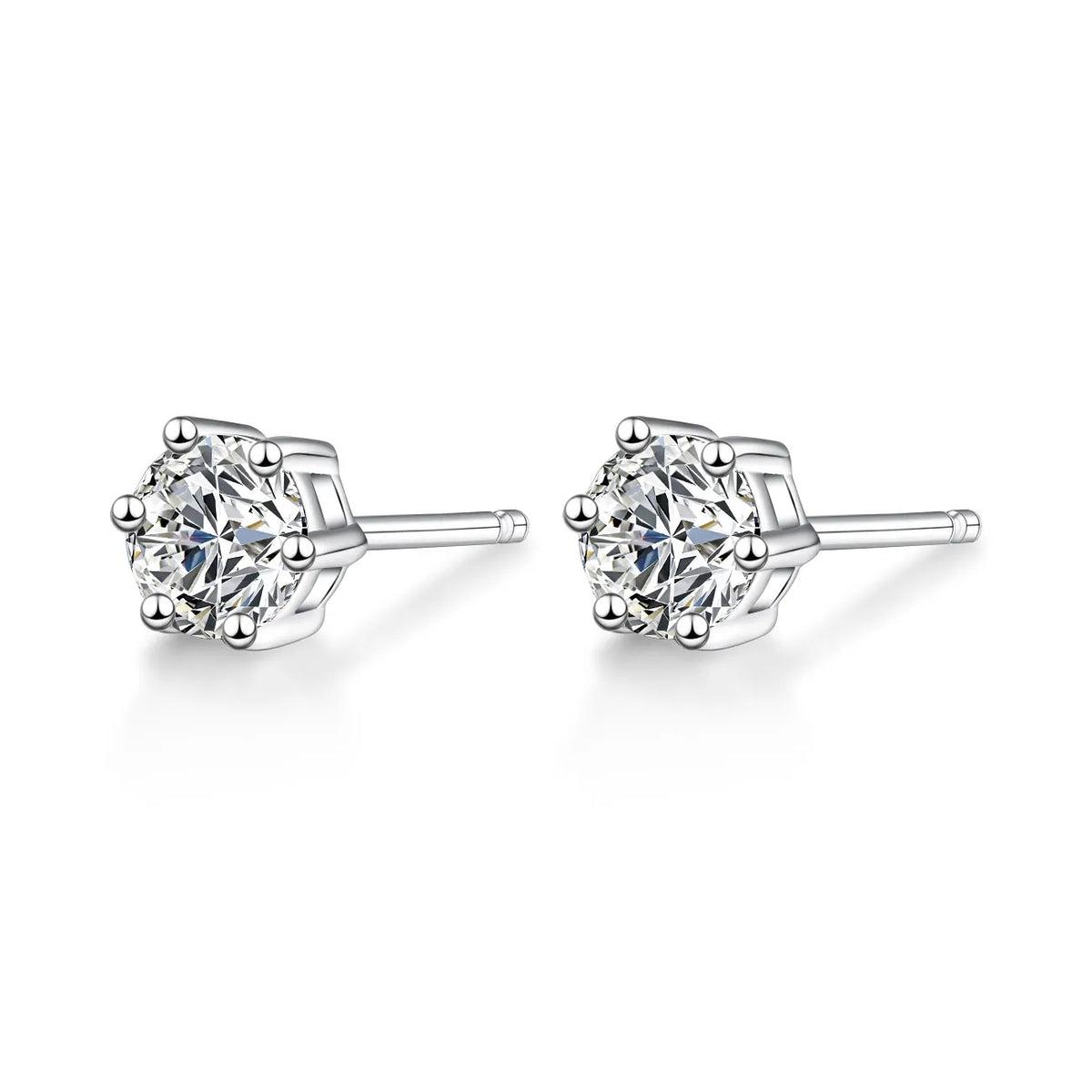 1.03 ctw Six-Prong Round-Cut Lab-Grown Diamond Earrings in 925 Sterling Silver
