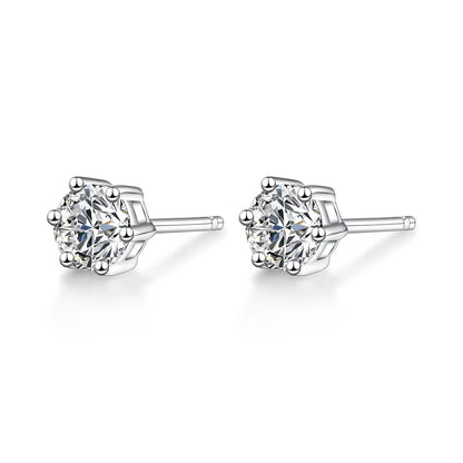 1.03 ctw Six-Prong Round-Cut Lab-Grown Diamond Earrings in 925 Sterling Silver