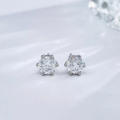1.03 ctw Six-Prong Round-Cut Lab-Grown Diamond Earrings in 925 Sterling Silver