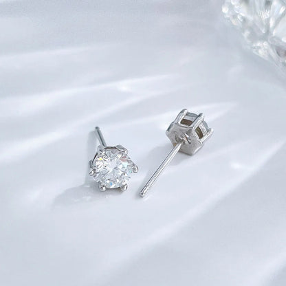 1.03 ctw Six-Prong Round-Cut Lab-Grown Diamond Earrings in 925 Sterling Silver