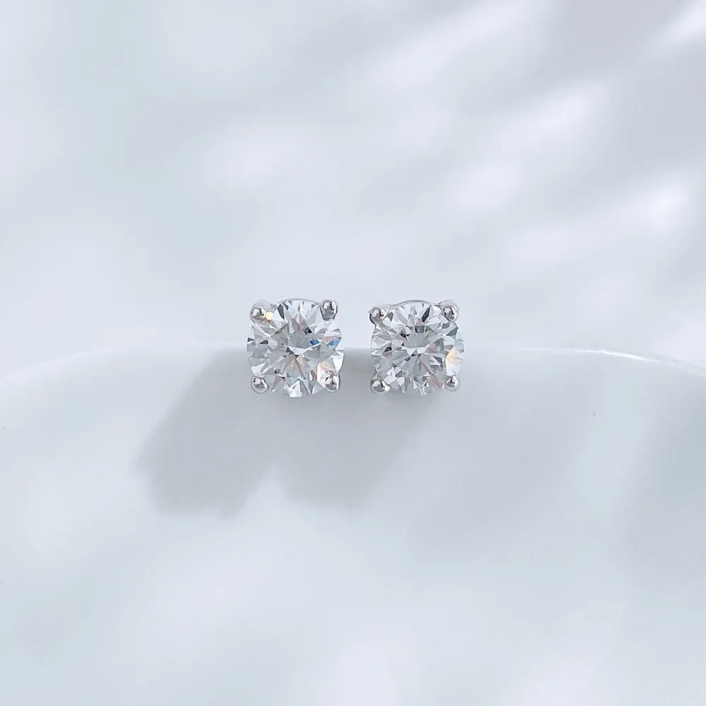 1.03 ctw Four-Prong Round-Cut Lab-Grown Diamond Earrings in 925 Sterling Silver