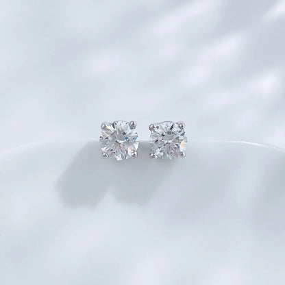1.03 ctw Four-Prong Round-Cut Lab-Grown Diamond Earrings in 925 Sterling Silver