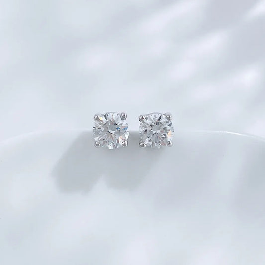 1.03 ctw Four-Prong Round-Cut Lab-Grown Diamond Earrings in 925 Sterling Silver
