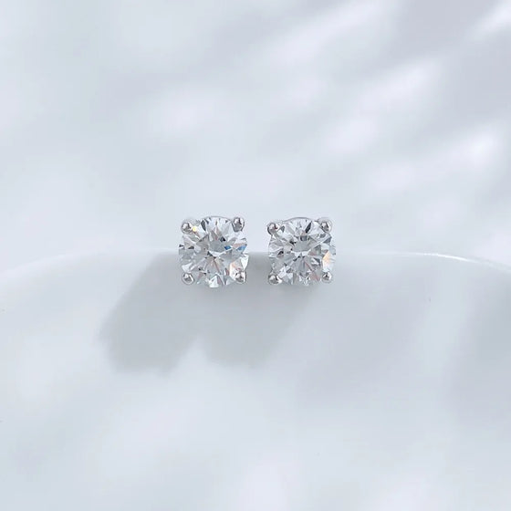 1.03 ctw Four-Prong Round-Cut Lab-Grown Diamond Earrings in 925 Sterling Silver