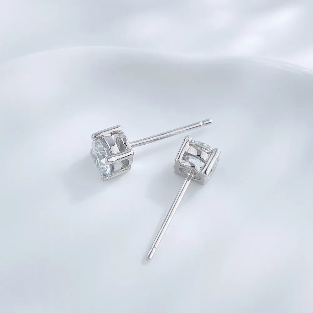 1.03 ctw Four-Prong Round-Cut Lab-Grown Diamond Earrings in 925 Sterling Silver