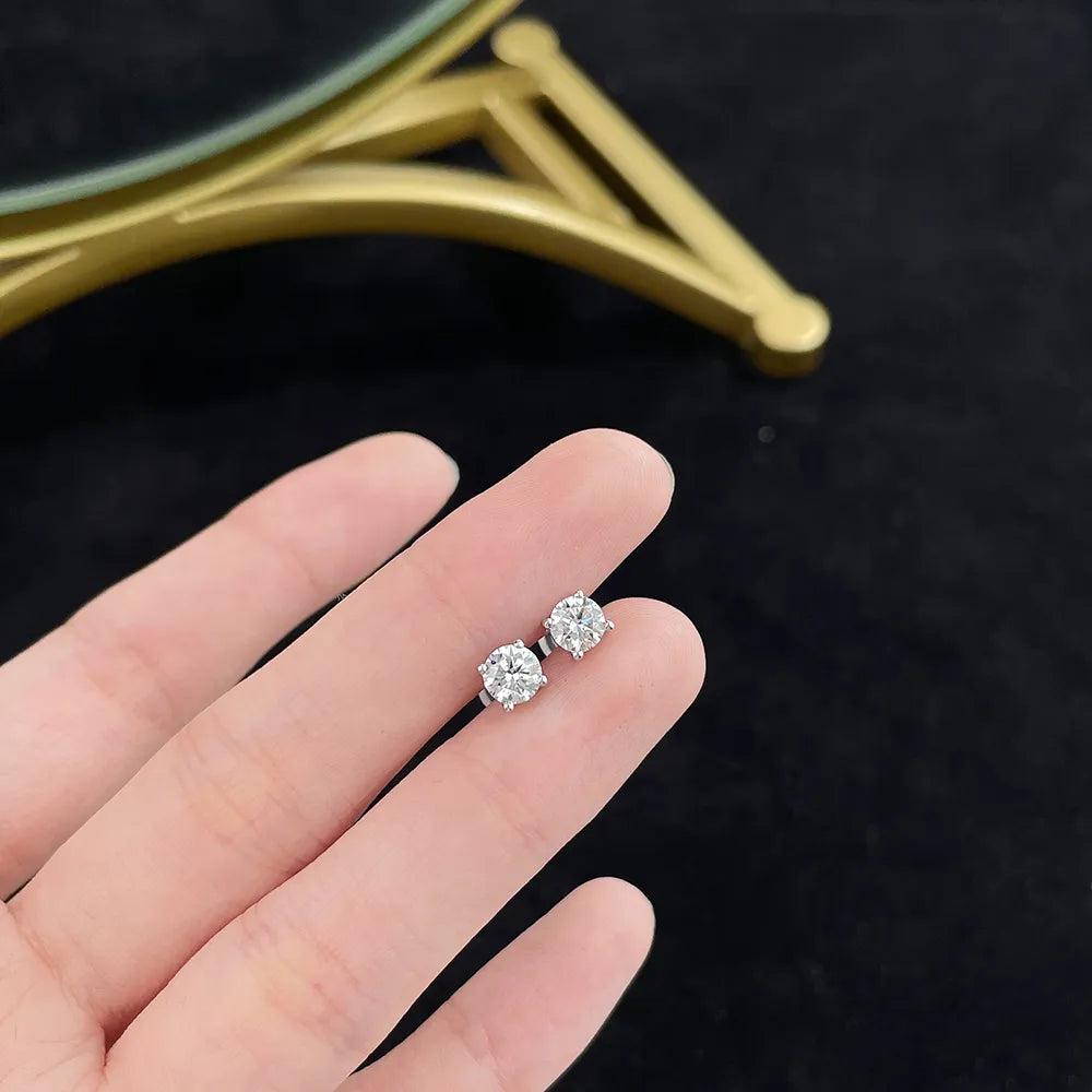 1.03 ctw Four-Prong Round-Cut Lab-Grown Diamond Earrings in 925 Sterling Silver