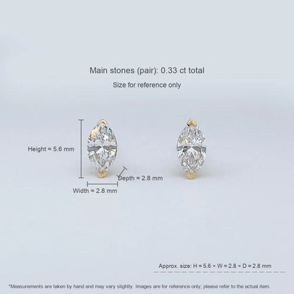 0.33 ctw Celestial Marquise-Cut Lab-Grown Diamond Stud Earrings in 18K Yellow Gold