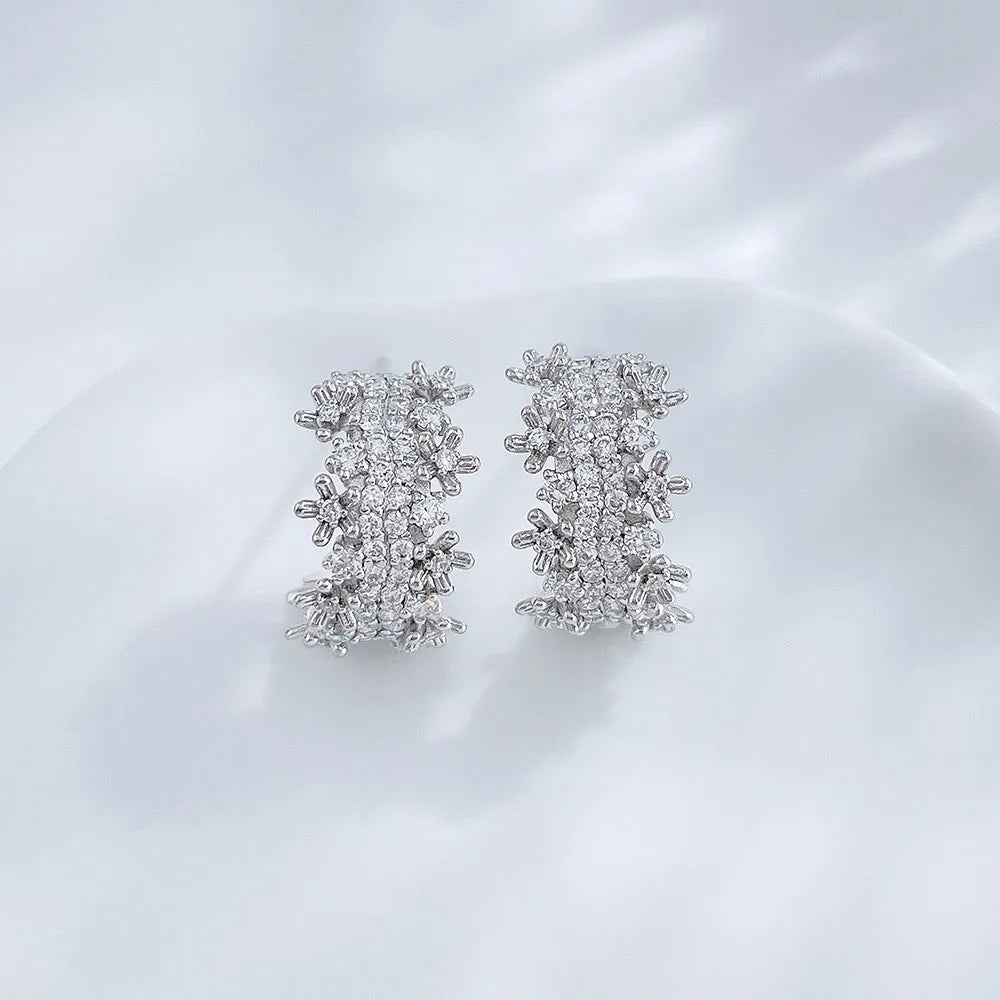 1.35 ctw Floral Round-Cut Lab-Grown Diamond Earrings in PT950 Platinum