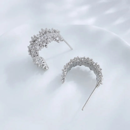 1.35 ctw Floral Round-Cut Lab-Grown Diamond Earrings in PT950 Platinum