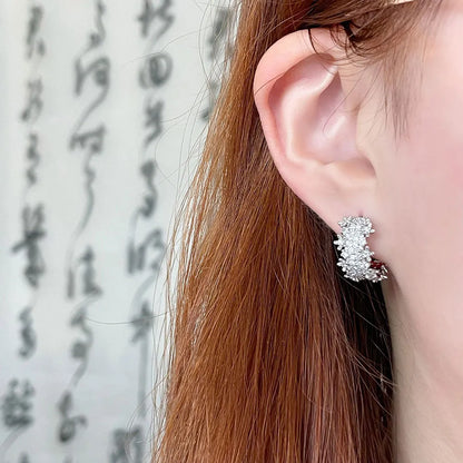 1.35 ctw Floral Round-Cut Lab-Grown Diamond Earrings in PT950 Platinum