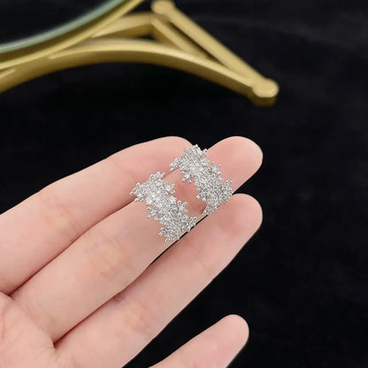 1.35 ctw Floral Round-Cut Lab-Grown Diamond Earrings in PT950 Platinum