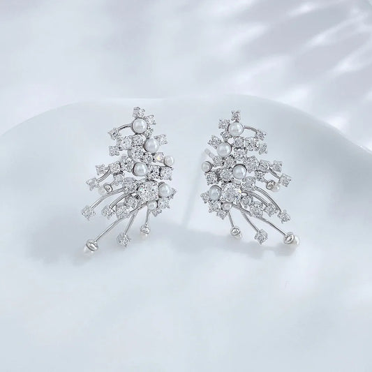 2.14 ctw Floral Mixed-Cut Lab-Grown Diamond Earrings in PT950 Platinum