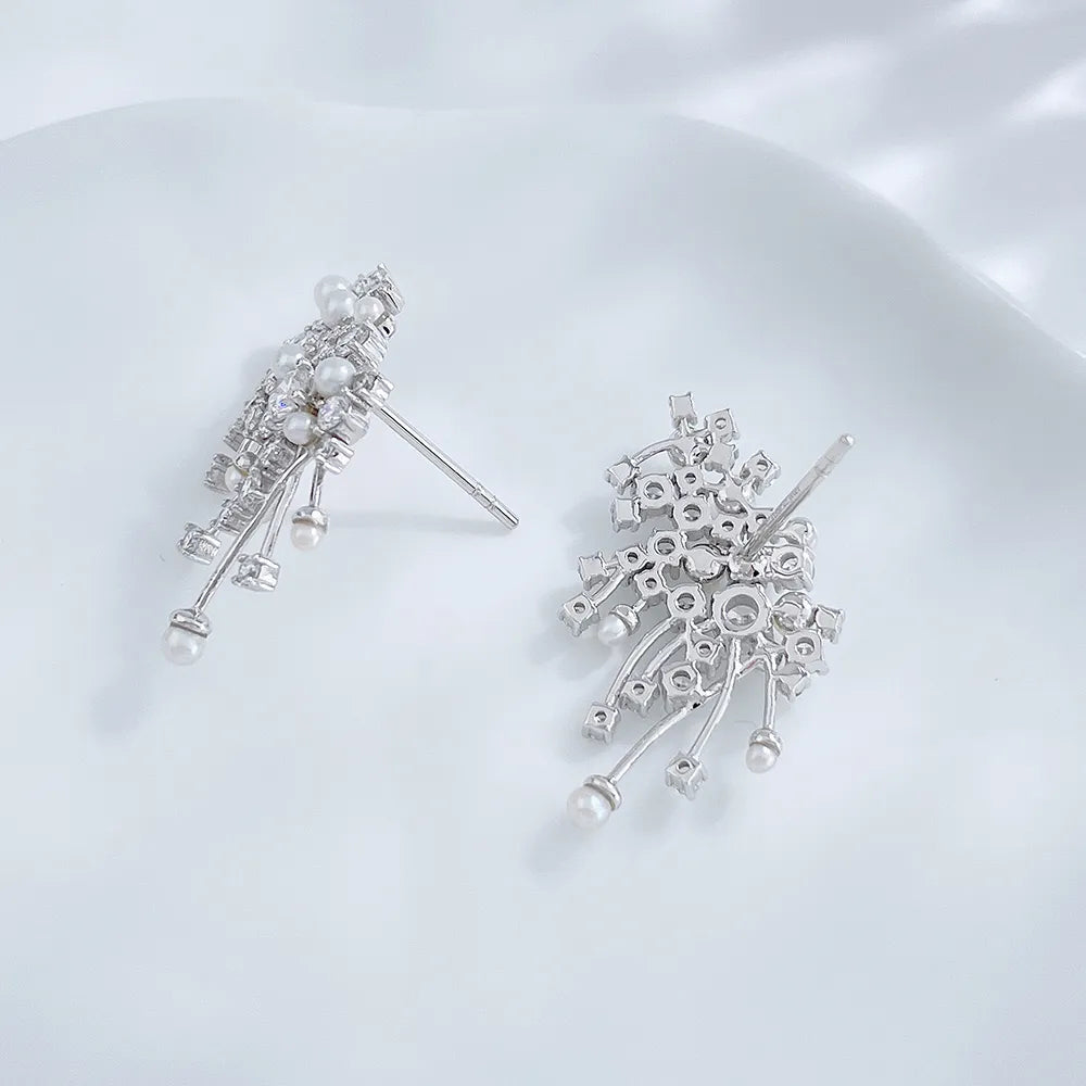 2.14 ctw Floral Mixed-Cut Lab-Grown Diamond Earrings in PT950 Platinum