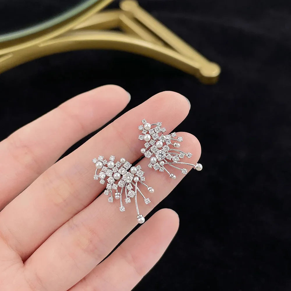 2.14 ctw Floral Mixed-Cut Lab-Grown Diamond Earrings in PT950 Platinum