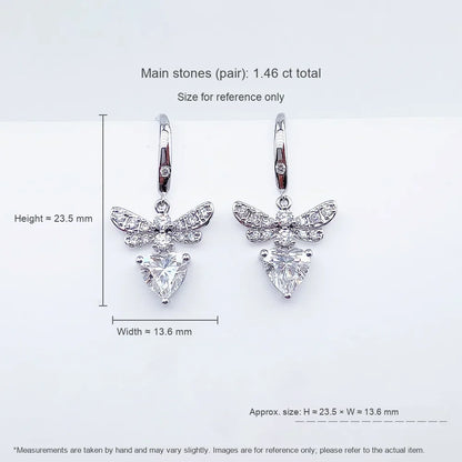 1.46 ctw Butterfly Mixed-Cut Lab-Grown Diamond Earrings in PT950 Platinum