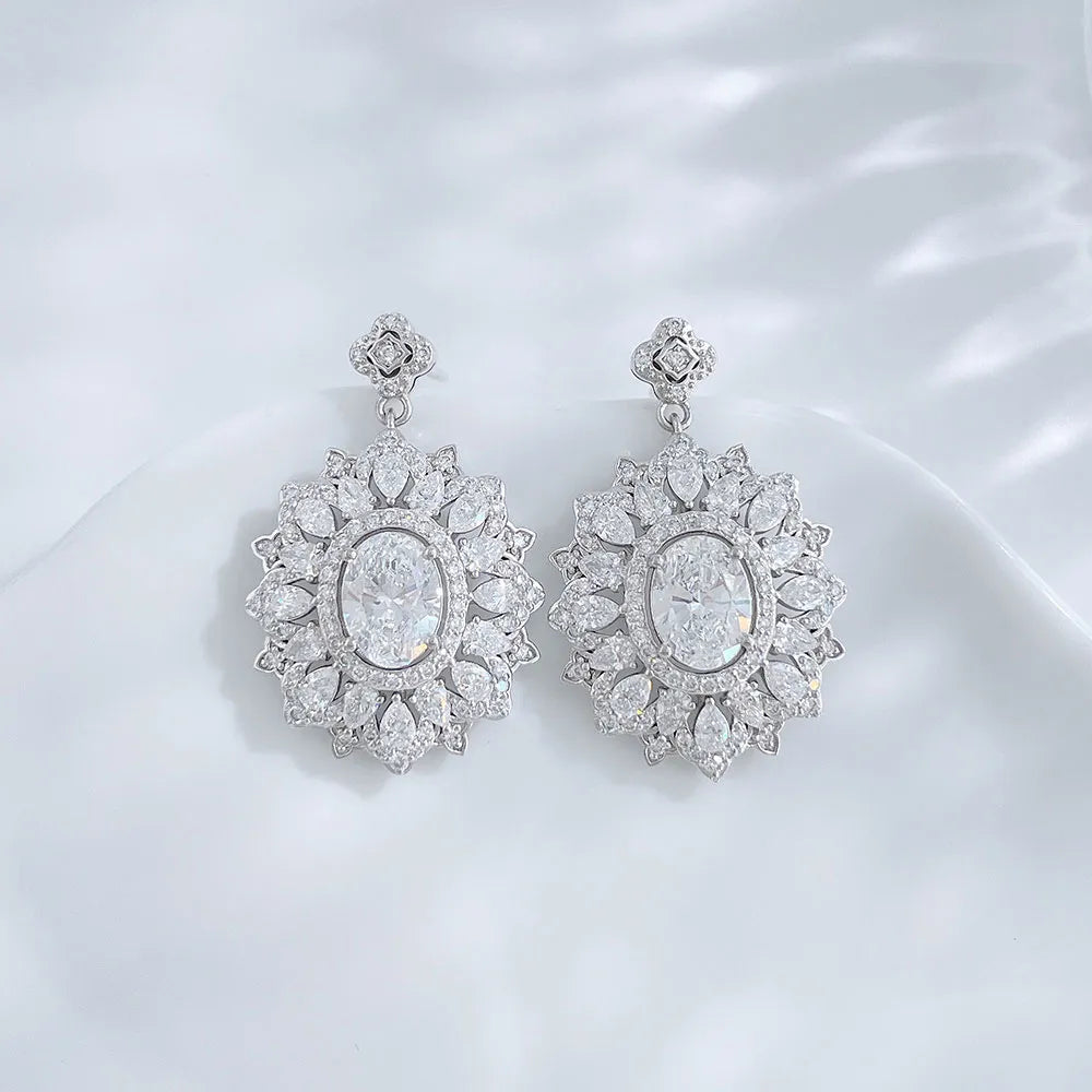 2.22 ctw Crown Oval-Cut Lab-Grown Diamond Earrings in PT950 Platinum