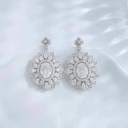 2.22 ctw Crown Oval-Cut Lab-Grown Diamond Earrings in PT950 Platinum