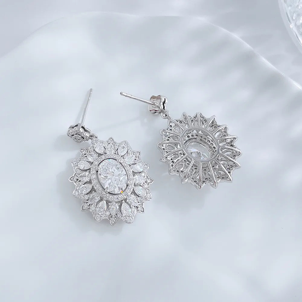 2.22 ctw Crown Oval-Cut Lab-Grown Diamond Earrings in PT950 Platinum
