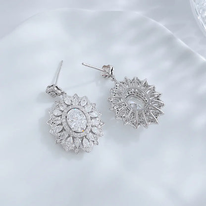 2.22 ctw Crown Oval-Cut Lab-Grown Diamond Earrings in PT950 Platinum