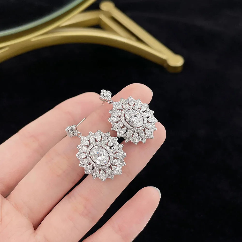 2.22 ctw Crown Oval-Cut Lab-Grown Diamond Earrings in PT950 Platinum