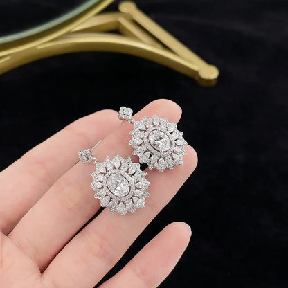 2.22 ctw Crown Oval-Cut Lab-Grown Diamond Earrings in PT950 Platinum