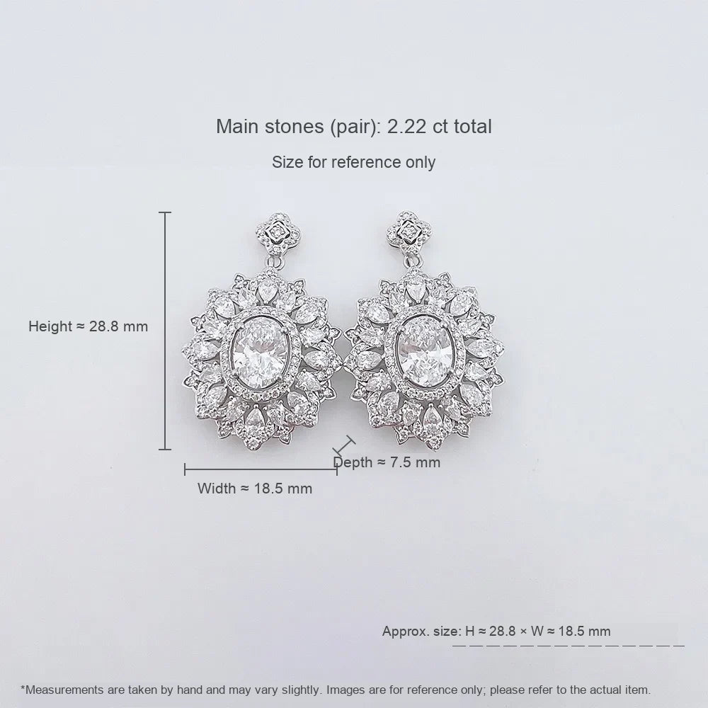 2.22 ctw Crown Oval-Cut Lab-Grown Diamond Earrings in PT950 Platinum