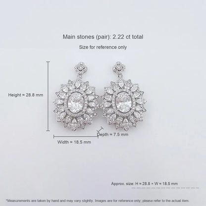 2.22 ctw Crown Oval-Cut Lab-Grown Diamond Earrings in PT950 Platinum