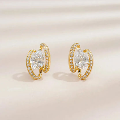 2.14 ctw Celestial Pear-Cut Lab-Grown Diamond Stud Earrings in 18K Yellow Gold