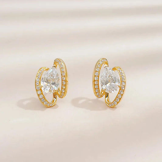 2.14 ctw Celestial Pear-Cut Lab-Grown Diamond Stud Earrings in 18K Yellow Gold