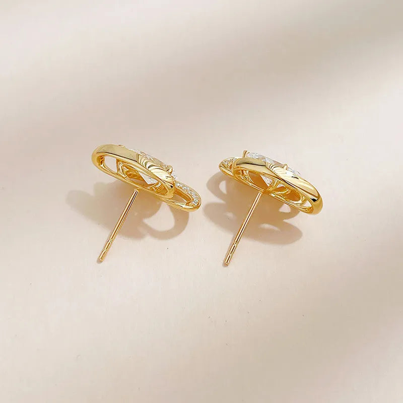 2.14 ctw Celestial Pear-Cut Lab-Grown Diamond Stud Earrings in 18K Yellow Gold