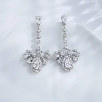 2.71 ctw Celestial Pear-Cut Lab-Grown Diamond Drop Earrings in PT950 Platinum