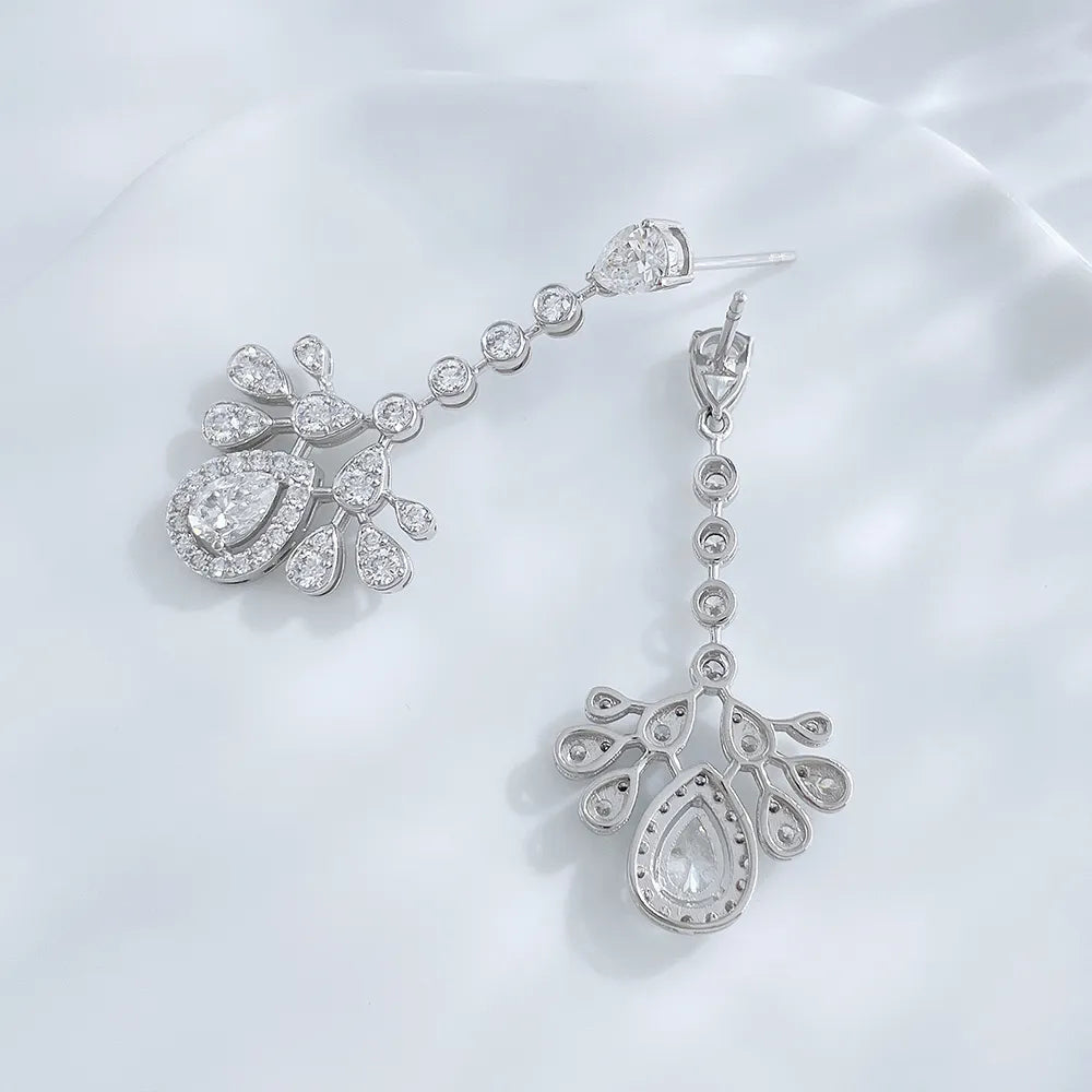2.71 ctw Celestial Pear-Cut Lab-Grown Diamond Drop Earrings in PT950 Platinum