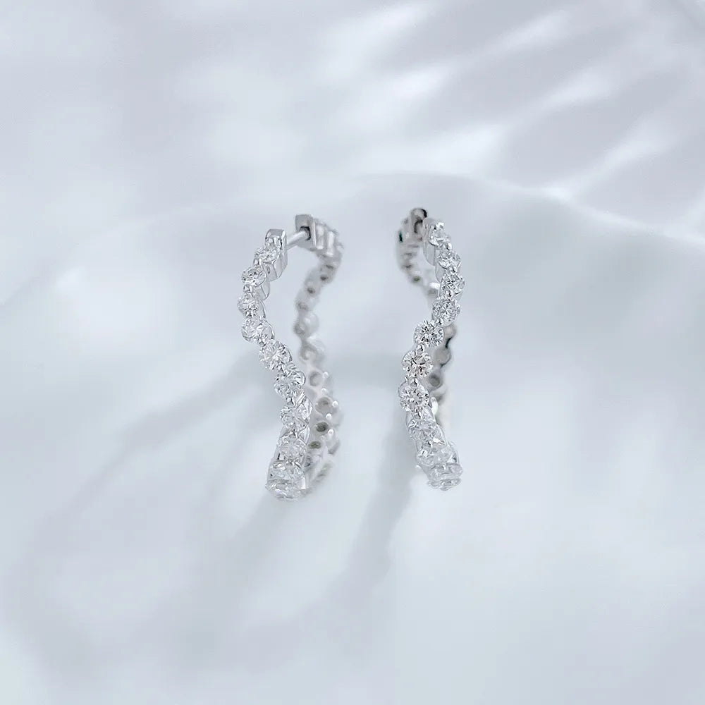 1.65 ctw Round-Cut Lab-Grown Diamond Earrings in 18K White Gold