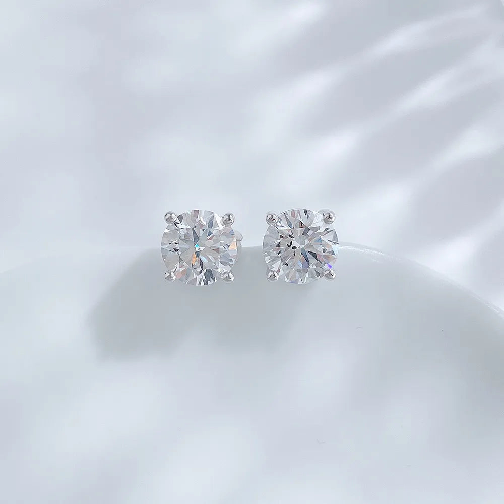 0.22 ctw Four-Prong Princess-Cut Lab-Grown Diamond Earrings in 18K White Gold