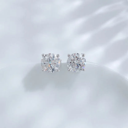 0.22 ctw Four-Prong Princess-Cut Lab-Grown Diamond Earrings in 18K White Gold