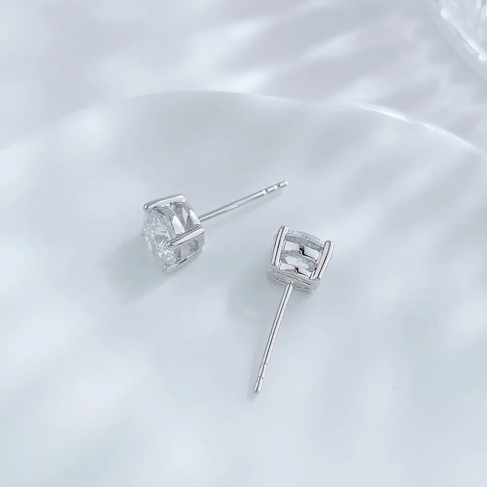 0.22 ctw Four-Prong Princess-Cut Lab-Grown Diamond Earrings in 18K White Gold