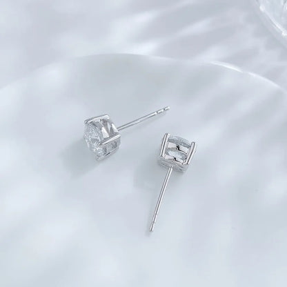 0.22 ctw Four-Prong Princess-Cut Lab-Grown Diamond Earrings in 18K White Gold