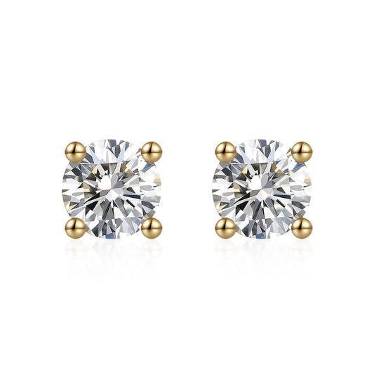 0.22 ctw Four-Prong Cushion-Cut Lab-Grown Diamond Earrings in 18K Yellow Gold
