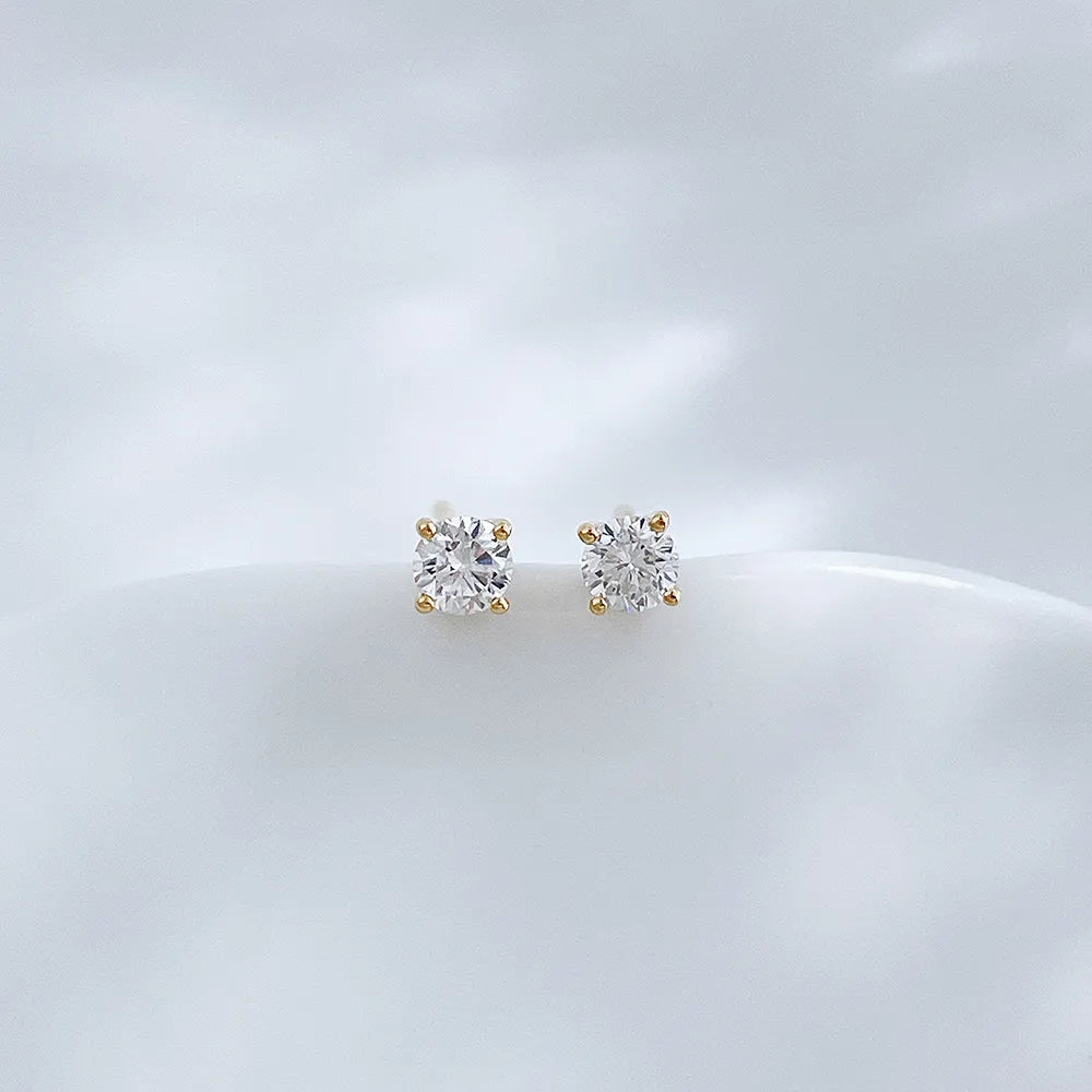 0.22 ctw Four-Prong Cushion-Cut Lab-Grown Diamond Earrings in 18K Yellow Gold