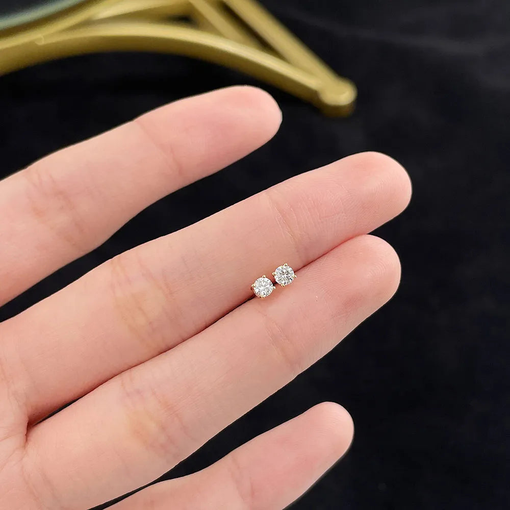 0.22 ctw Four-Prong Cushion-Cut Lab-Grown Diamond Earrings in 18K Yellow Gold
