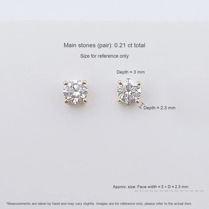 0.22 ctw Four-Prong Cushion-Cut Lab-Grown Diamond Earrings in 18K Yellow Gold