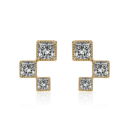 0.37 ctw Geometric Princess-Cut Lab-Grown Diamond Earrings in 18K Yellow Gold