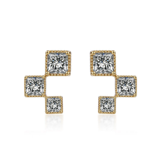 0.37 ctw Geometric Princess-Cut Lab-Grown Diamond Earrings in 18K Yellow Gold