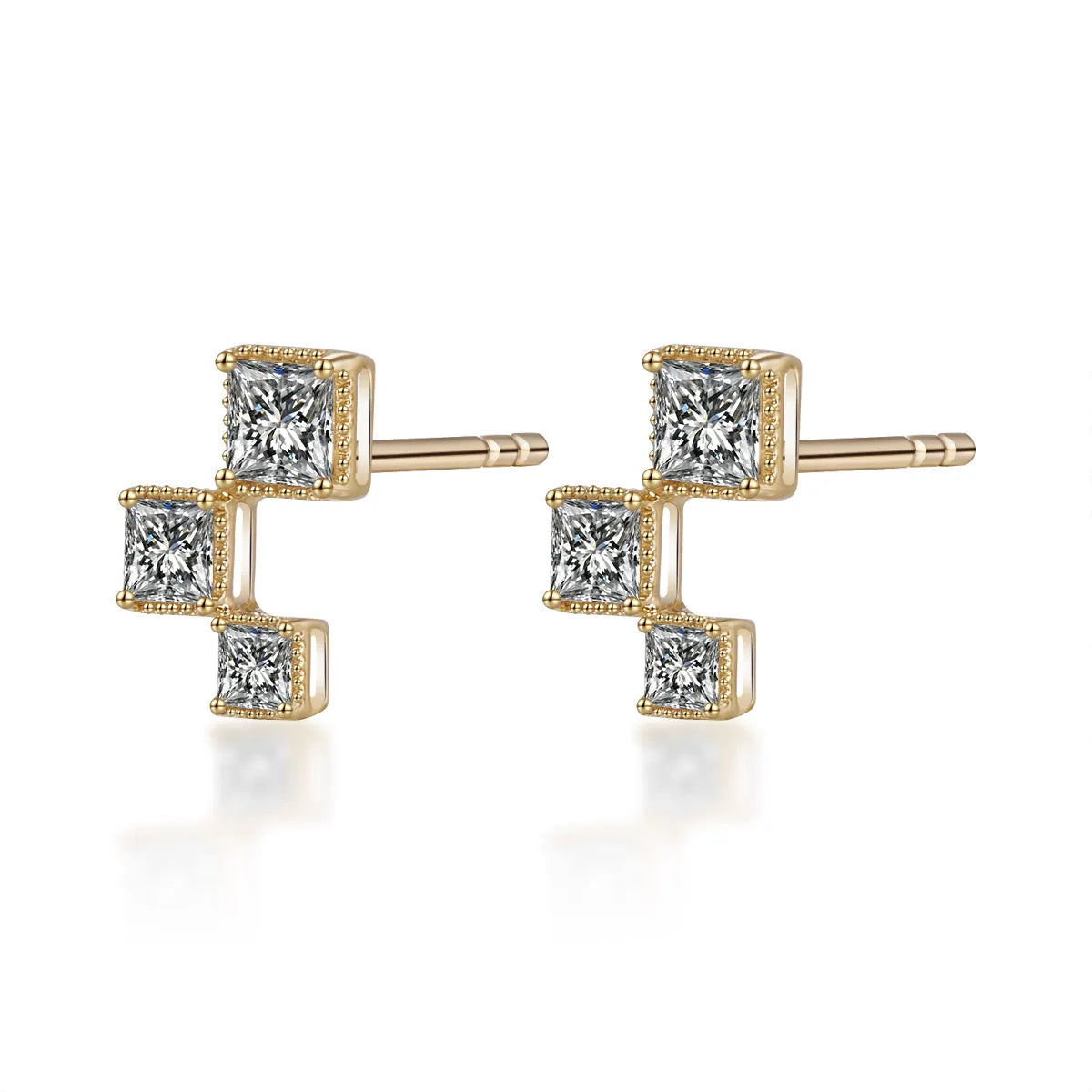 0.37 ctw Geometric Princess-Cut Lab-Grown Diamond Earrings in 18K Yellow Gold