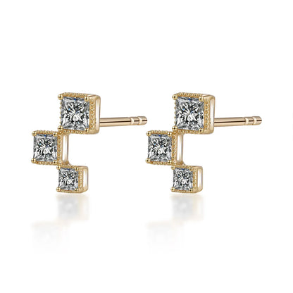 0.37 ctw Geometric Princess-Cut Lab-Grown Diamond Earrings in 18K Yellow Gold