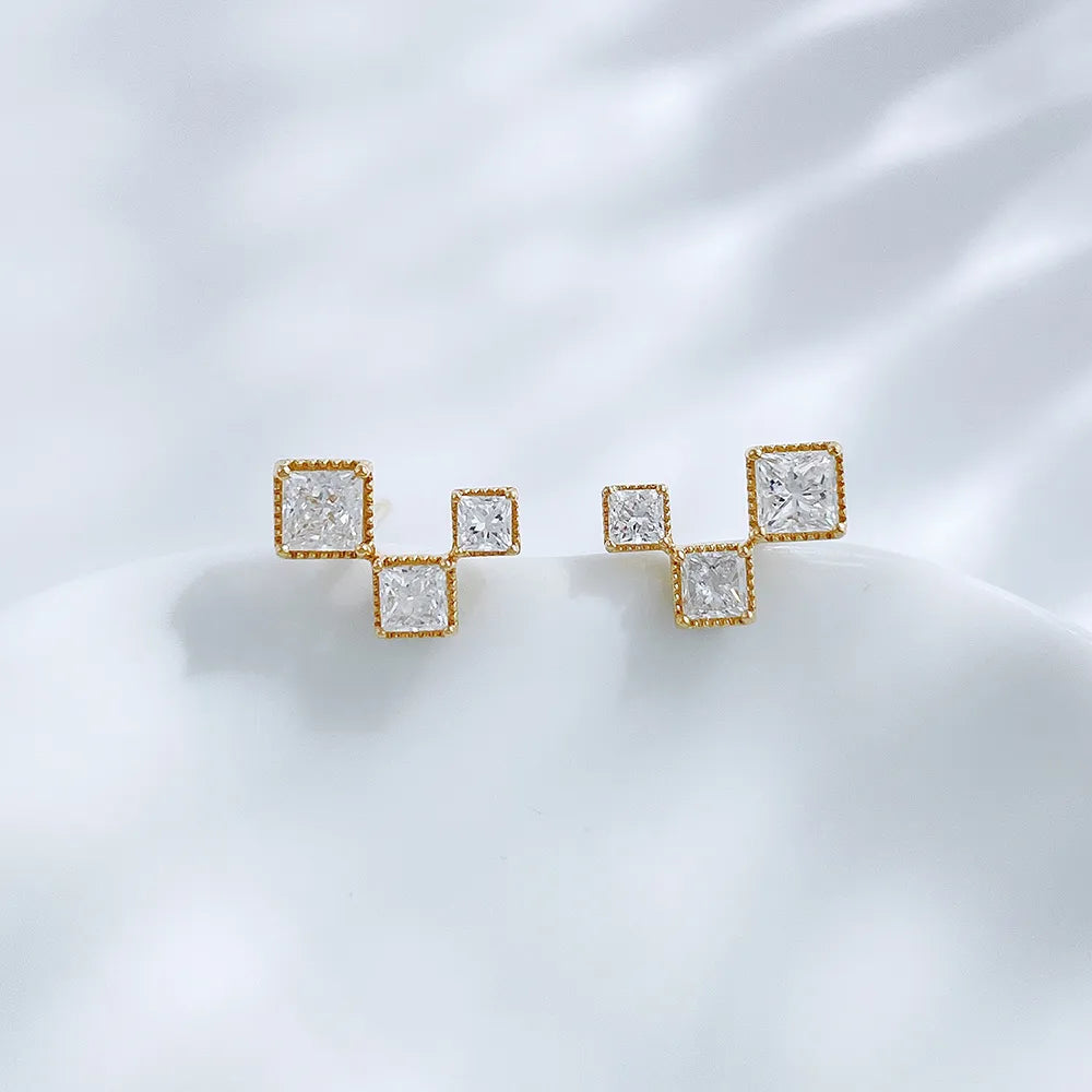 0.37 ctw Geometric Princess-Cut Lab-Grown Diamond Earrings in 18K Yellow Gold
