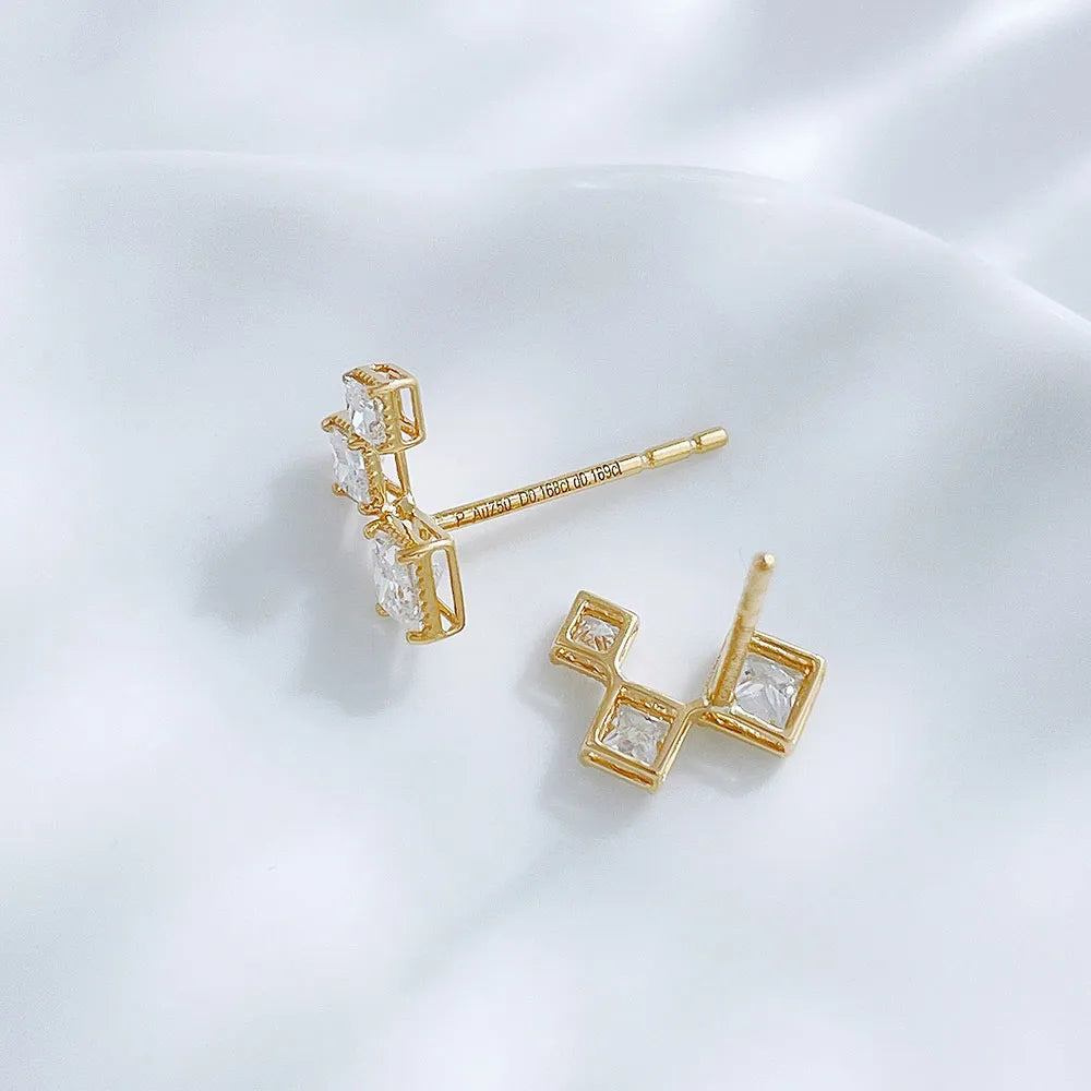 0.37 ctw Geometric Princess-Cut Lab-Grown Diamond Earrings in 18K Yellow Gold