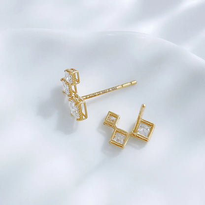 0.37 ctw Geometric Princess-Cut Lab-Grown Diamond Earrings in 18K Yellow Gold