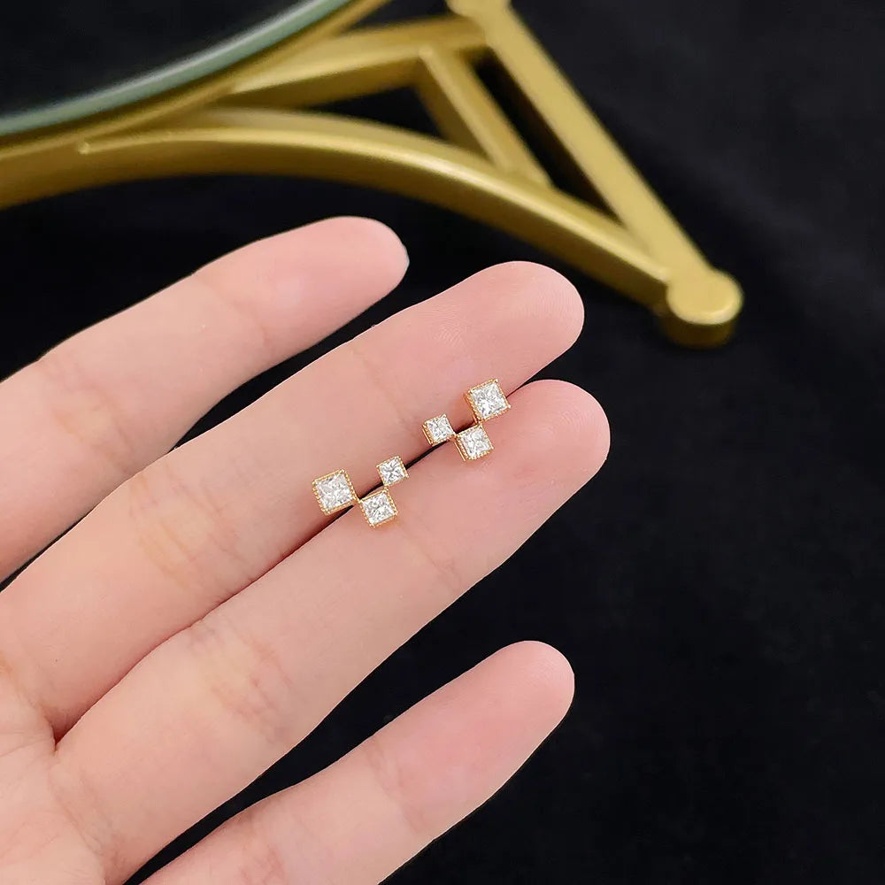 0.37 ctw Geometric Princess-Cut Lab-Grown Diamond Earrings in 18K Yellow Gold
