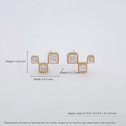 0.37 ctw Geometric Princess-Cut Lab-Grown Diamond Earrings in 18K Yellow Gold